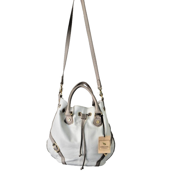 NWT EMMA FOX JUNO Leather Satchel Shoulder Handbag White NEW - Picture 1 of 16